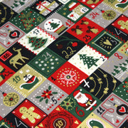 Tissu de coton de Noël La calendrier de l'Avent bleu, rouge, vert et doré - COLLECTION NOËL - OEKO - TEX - tissuspipi.com