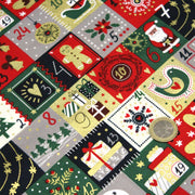 Tissu de coton de Noël La calendrier de l'Avent bleu, rouge, vert et doré - COLLECTION NOËL - OEKO - TEX - tissuspipi.com