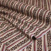 Tissu coton demi-natté LEOPARD & rayures bordeaux et bleues, fond lin - OEKO-TEX STANDARD 100 - tissuspipi.com