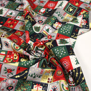 Tissu de coton de Noël La calendrier de l'Avent bleu, rouge, vert et doré - COLLECTION NOËL - OEKO - TEX - tissuspipi.com
