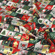Tissu de coton de Noël La calendrier de l'Avent bleu, rouge, vert et doré - COLLECTION NOËL - OEKO - TEX - tissuspipi.com