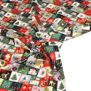 Tissu de coton de Noël La calendrier de l'Avent bleu, rouge, vert et doré - COLLECTION NOËL - OEKO - TEX - tissuspipi.com