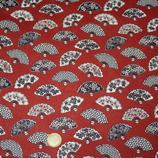 Tissu cotonnade LES EVENTAILS japonais : rouge ou bleu - OEKO - TEX - tissuspipi.com