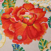Tissu coton demi-natté PALOMA aux grandes et belles fleurs colorées, fond lin - OEKO-TEX STANDARD 100 - tissuspipi.com