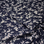Tissu cotonnade HANA HANA, fleurs de cerisier japonais noir & blanc, fond rouge / bleu / jaune - OEKO - TEX - tissuspipi.com