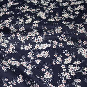 Tissu cotonnade HANA HANA, fleurs de cerisier japonais noir & blanc, fond rouge / bleu / jaune - OEKO - TEX - tissuspipi.com