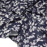 Tissu cotonnade HANA HANA, fleurs de cerisier japonais noir & blanc, fond rouge / bleu / jaune - OEKO - TEX - tissuspipi.com