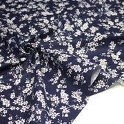 Tissu cotonnade HANA HANA, fleurs de cerisier japonais noir & blanc, fond rouge / bleu / jaune - OEKO - TEX - tissuspipi.com