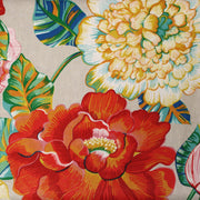 Tissu coton demi-natté PALOMA aux grandes et belles fleurs colorées, fond lin - OEKO-TEX STANDARD 100 - tissuspipi.com
