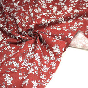 Tissu cotonnade HANA HANA, fleurs de cerisier japonais noir & blanc, fond rouge / bleu / jaune - OEKO - TEX - tissuspipi.com