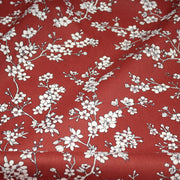 Tissu cotonnade HANA HANA, fleurs de cerisier japonais noir & blanc, fond rouge / bleu / jaune - OEKO - TEX - tissuspipi.com