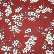 Tissu cotonnade HANA HANA, fleurs de cerisier japonais noir & blanc, fond rouge / bleu / jaune - OEKO - TEX - tissuspipi.com