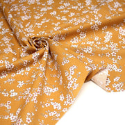 Tissu cotonnade HANA HANA, fleurs de cerisier japonais noir & blanc, fond rouge / bleu / jaune - OEKO - TEX - tissuspipi.com