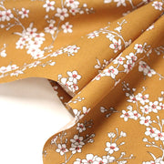 Tissu cotonnade HANA HANA, fleurs de cerisier japonais noir & blanc, fond rouge / bleu / jaune - OEKO - TEX - tissuspipi.com