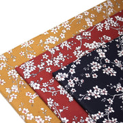 Tissu cotonnade HANA HANA, fleurs de cerisier japonais noir & blanc, fond rouge / bleu / jaune - OEKO - TEX - tissuspipi.com