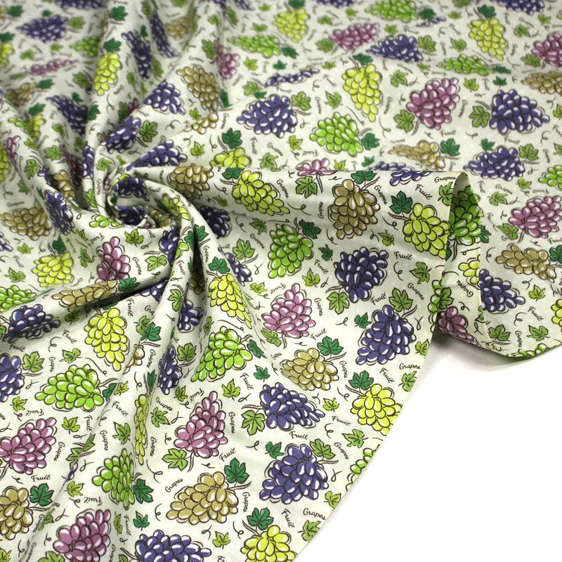 Tissu popeline coton Les grappes de raisin, collection SICILIA - tissuspipi.com