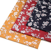 Tissu cotonnade HANA HANA, fleurs de cerisier japonais noir & blanc, fond rouge / bleu / jaune - OEKO - TEX - tissuspipi.com