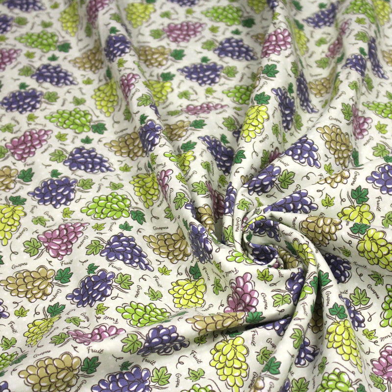 Tissu popeline coton Les grappes de raisin, collection SICILIA - tissuspipi.com