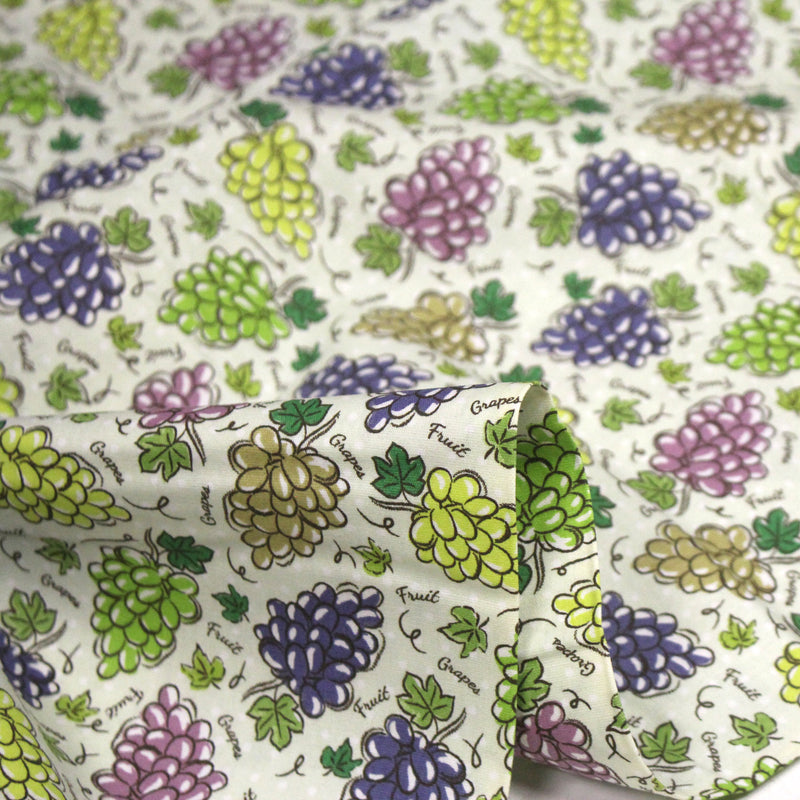 Tissu popeline coton Les grappes de raisin, collection SICILIA - tissuspipi.com