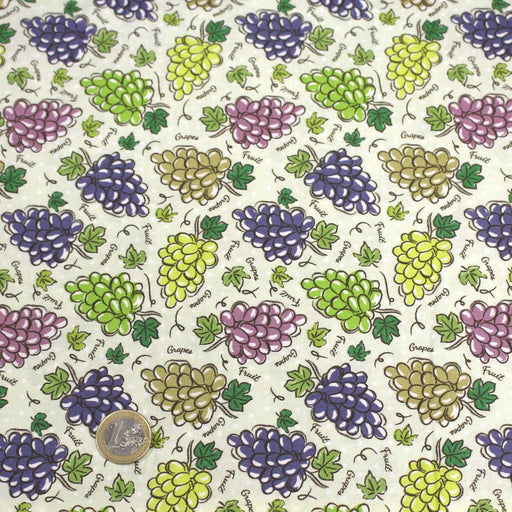 Tissu popeline coton Les grappes de raisin, collection SICILIA - tissuspipi.com