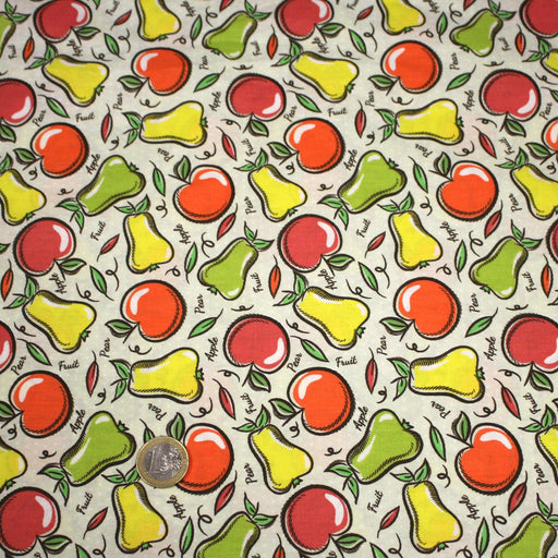 Tissu popeline coton Pommes et poires, collection SICILIA - tissuspipi.com
