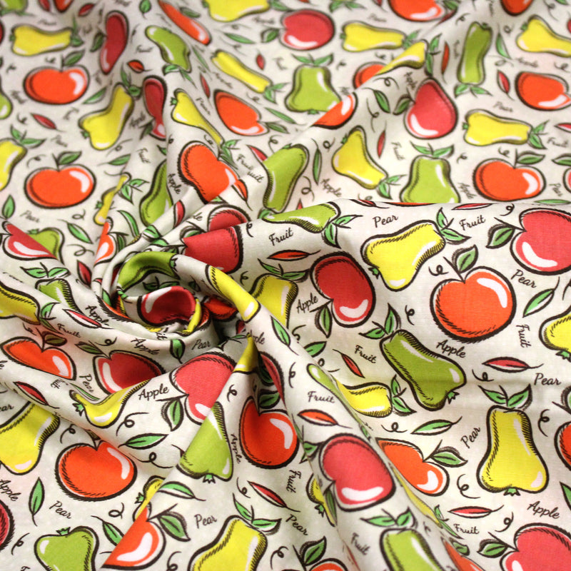 Tissu popeline coton Pommes et poires, collection SICILIA - tissuspipi.com