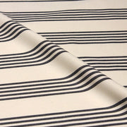 Tissu toile à matelas de coton LE TOUQUET écru aux rayures : bleu, rouge, noir, gris, sable - tissuspipi.com