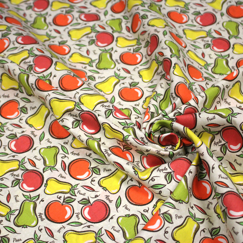 Tissu popeline coton Pommes et poires, collection SICILIA - tissuspipi.com