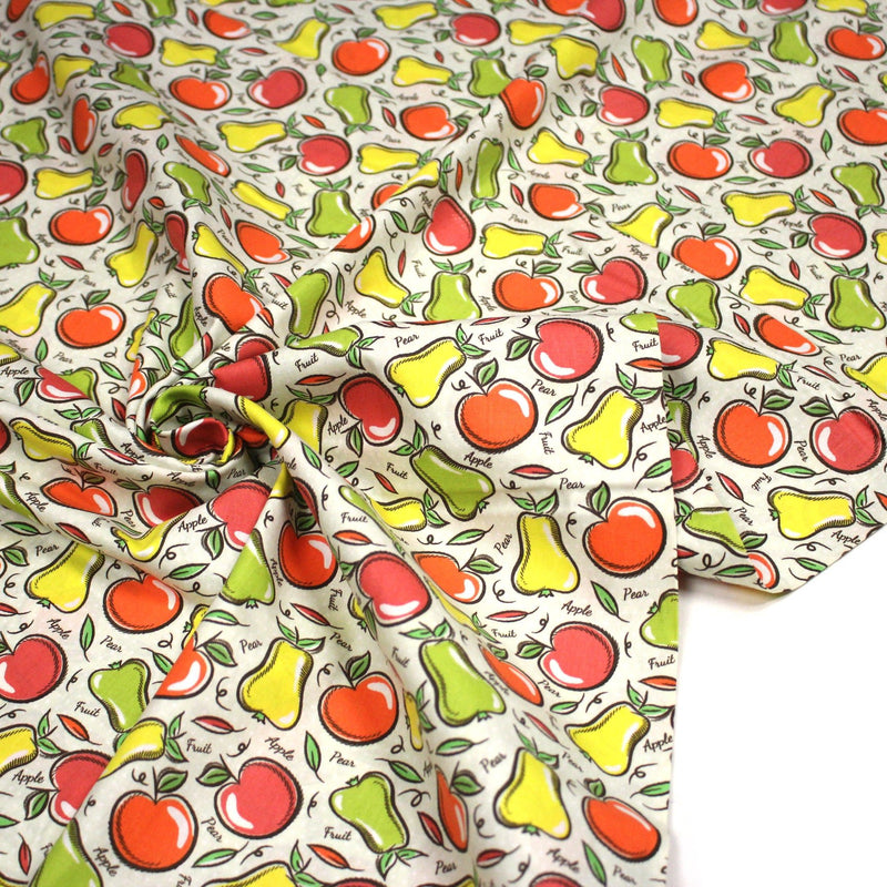 Tissu popeline coton Pommes et poires, collection SICILIA - tissuspipi.com