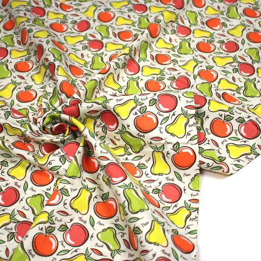 Tissu popeline coton Pommes et poires, collection SICILIA - tissuspipi.com