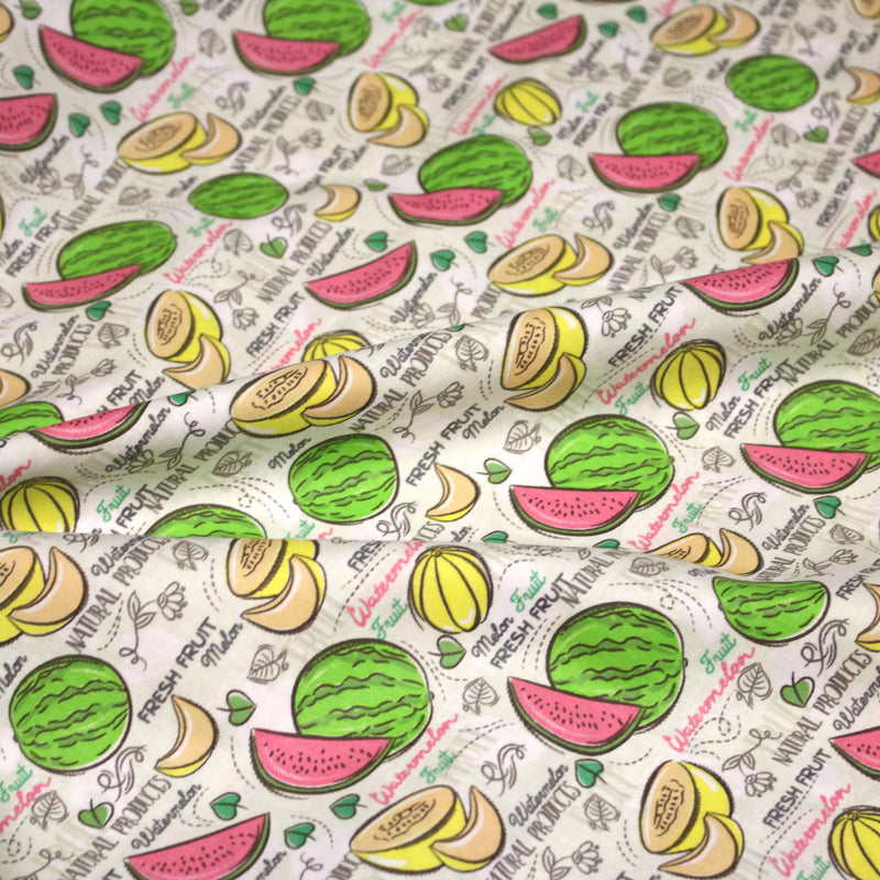 Tissu popeline coton Pastèques et melons, collection SICILIA - tissuspipi.com