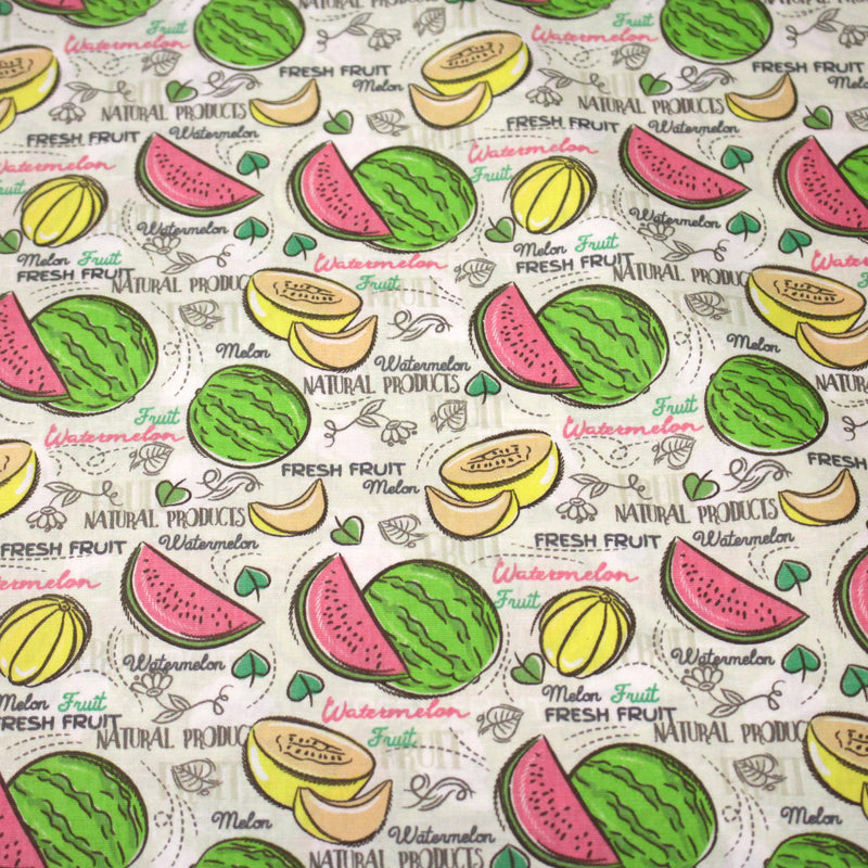 Tissu popeline coton Pastèques et melons, collection SICILIA - tissuspipi.com