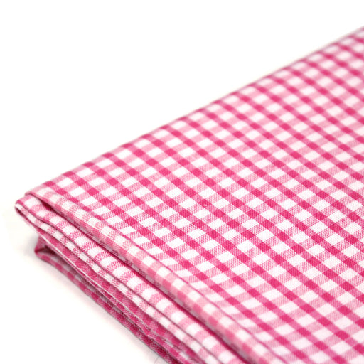 Tissu cotonnade blanc aux carreaux roses - tissuspipi.com
