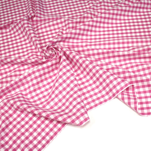 Tissu cotonnade VICHY rose fuchsia & blancs, carreaux 8mm - tissuspipi.com