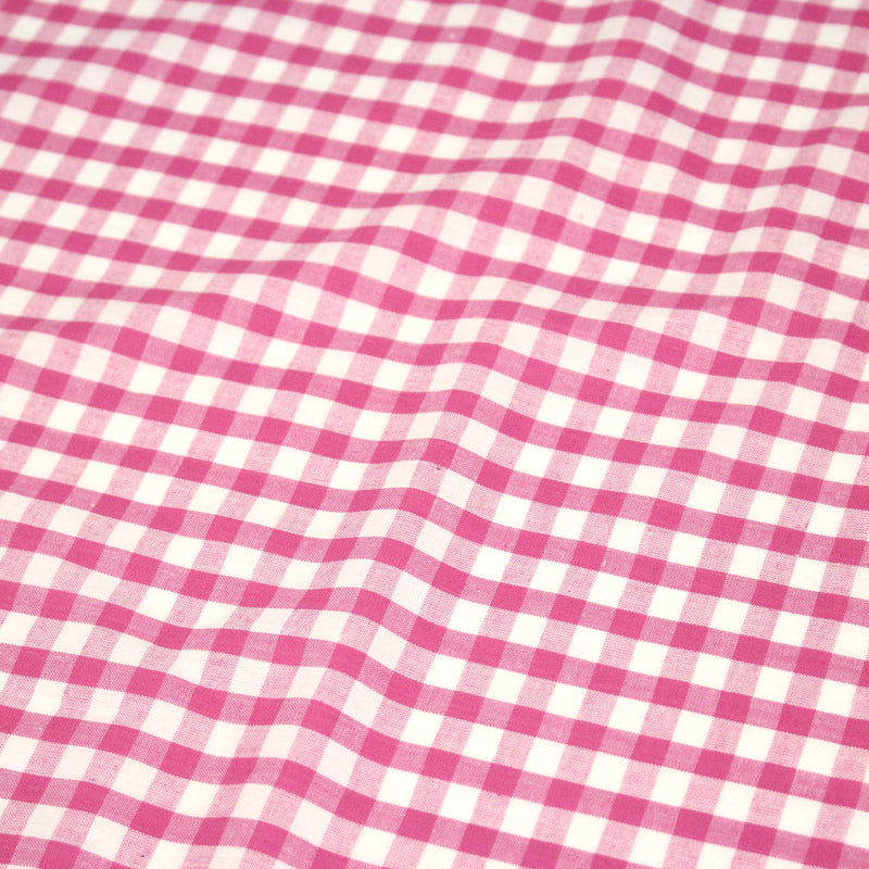 Tissu cotonnade VICHY rose fuchsia & blancs, carreaux 8mm - tissuspipi.com