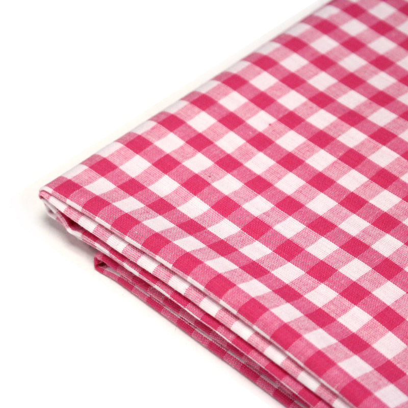 Tissu cotonnade VICHY rose fuchsia & blancs, carreaux 8mm - tissuspipi.com