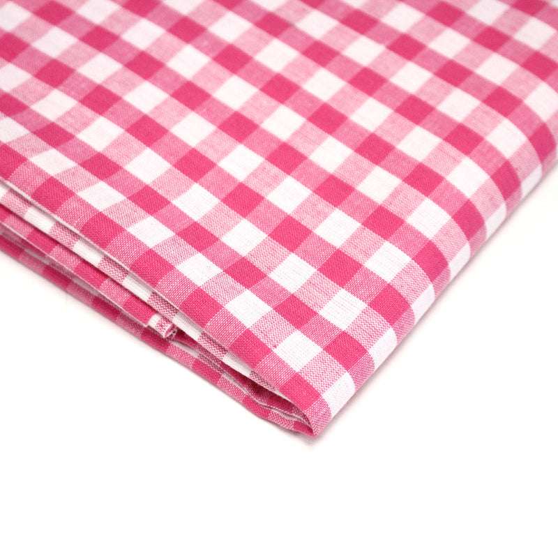 Tissu cotonnade VICHY rose fuchsia & blancs, carreaux 8mm - tissuspipi.com