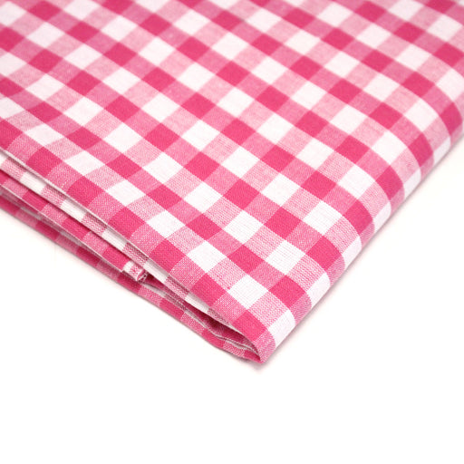 Tissu cotonnade VICHY rose fuchsia & blancs, carreaux 8mm - tissuspipi.com