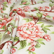 Tissu coton demi - natté INDIENNES FLEURIES : bleu ou blanc cassé - OEKO - TEX - tissuspipi.com