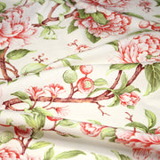 Tissu coton demi - natté INDIENNES FLEURIES : bleu ou blanc cassé - OEKO - TEX - tissuspipi.com