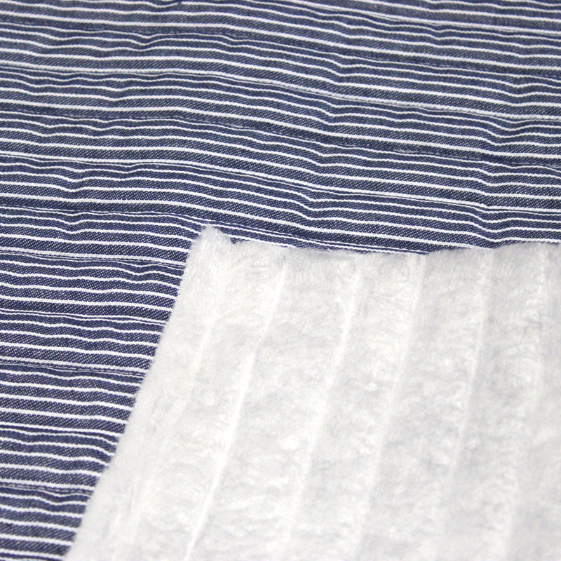 Tissu Matelassé Denim rayé Bleu marine & blanc - OEKO-TEX STANDARD 100