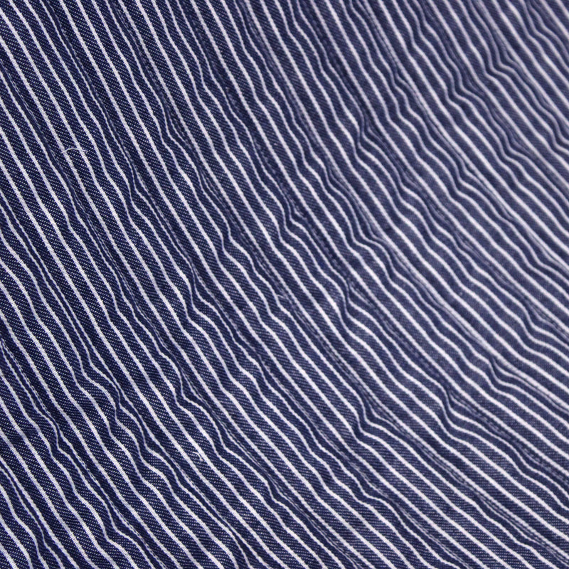 Tissu Matelassé Denim rayé Bleu marine & blanc - OEKO-TEX STANDARD 100