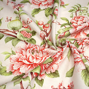Tissu coton demi - natté INDIENNES FLEURIES : bleu ou blanc cassé - OEKO - TEX - tissuspipi.com