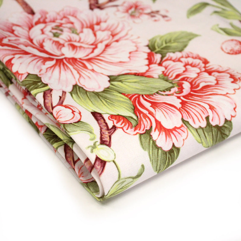 Tissu coton demi - natté INDIENNES FLEURIES : bleu ou blanc cassé - OEKO - TEX - tissuspipi.com
