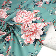 Tissu coton demi - natté INDIENNES FLEURIES : bleu ou blanc cassé - OEKO - TEX - tissuspipi.com