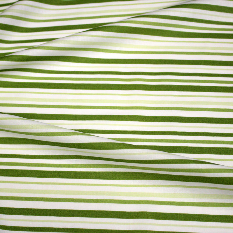 Tissu cotonnade aux rayures vertes et blanches - tissuspipi.com