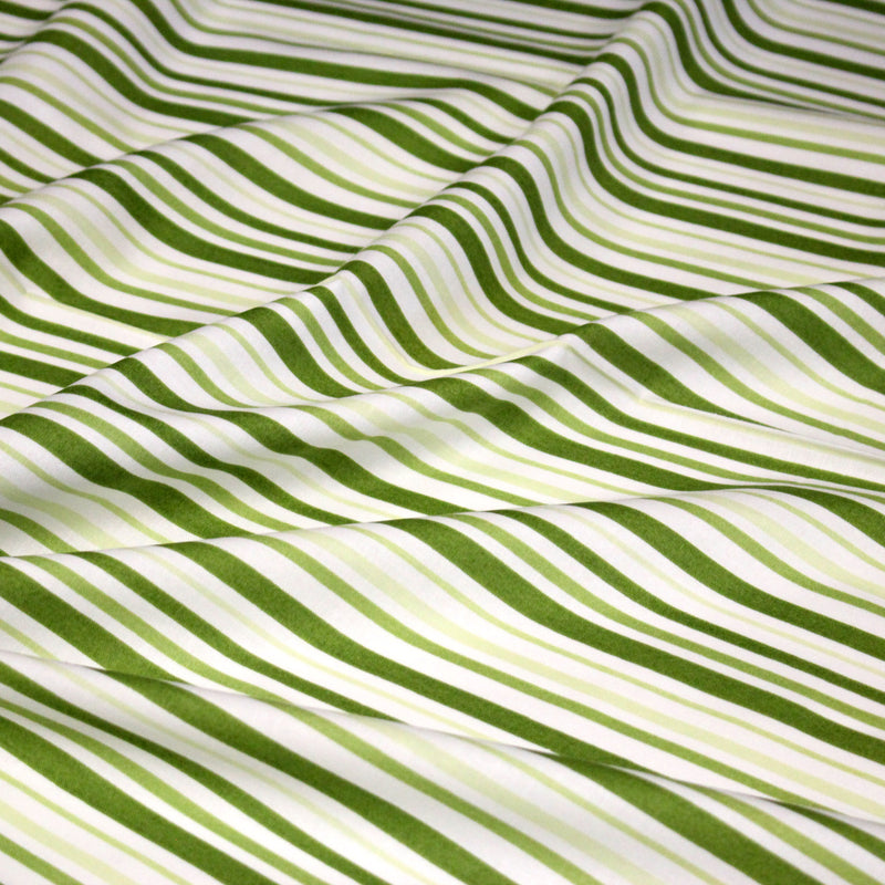 Tissu cotonnade aux rayures vertes et blanches - tissuspipi.com