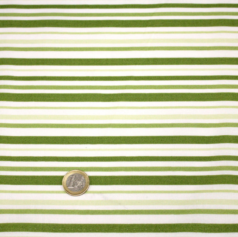Tissu cotonnade aux rayures vertes et blanches - tissuspipi.com