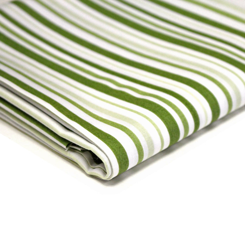 Tissu cotonnade aux rayures vertes et blanches - tissuspipi.com