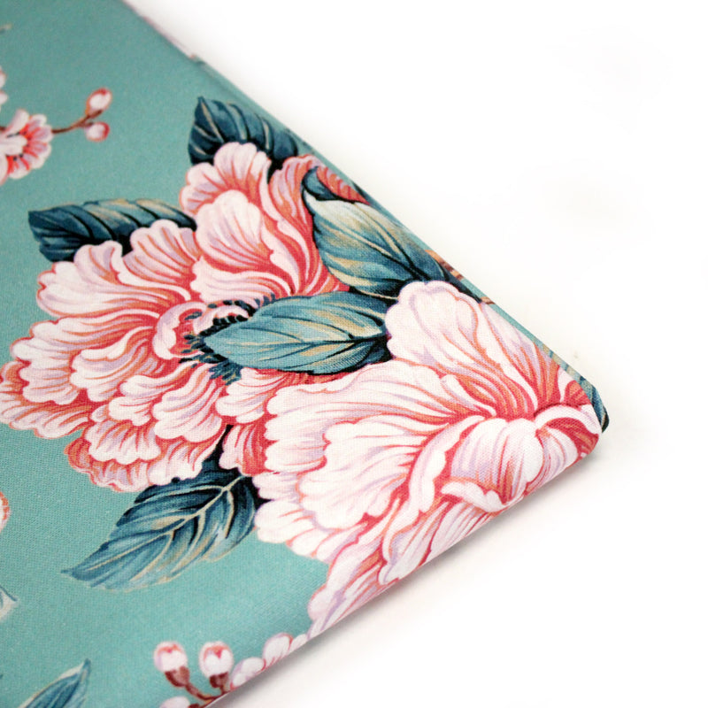 Tissu coton demi - natté INDIENNES FLEURIES : bleu ou blanc cassé - OEKO - TEX - tissuspipi.com